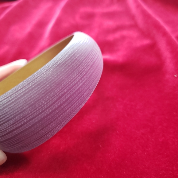 Vintage Purple Plum Carved LUCITE with Rhinestones WIDE Tapered Bangle Bracelet - Picture 6 of 16